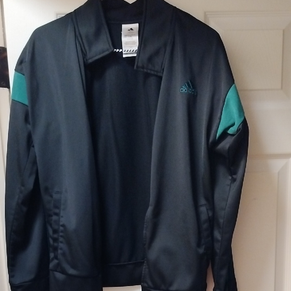 Adidas Kids Black Windbreaker with Green Accents